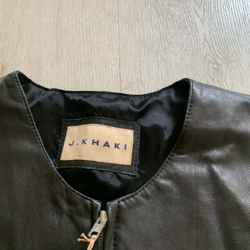 J Khaki Womens‎ Black Leather Zip Front Vest Size Large VS192536B NWT Biker Chic